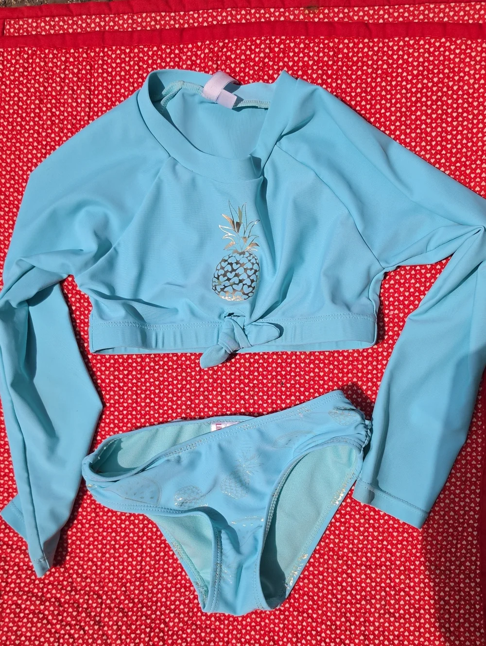 Limited Too Light Blue Pineapple Long-Sleeve Rashguard Set